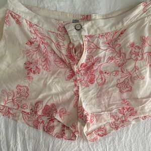Flying Tomato Cream Shorts with Pink Floral Print